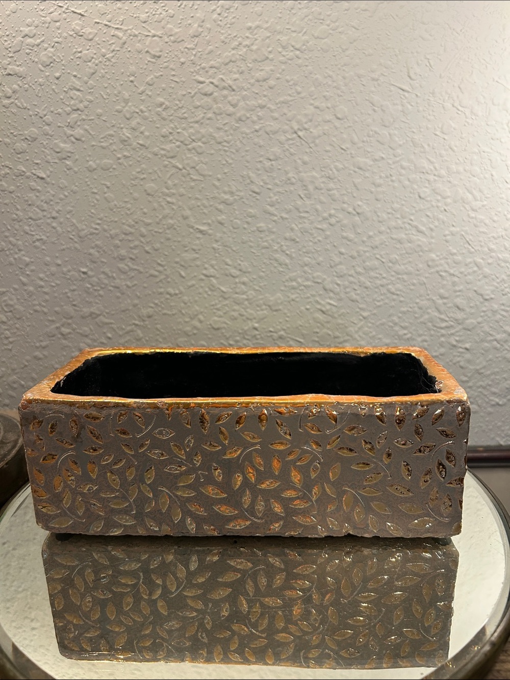 Decorative Gold-Accent Rectangular Planter - Gold and Black